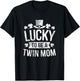 Lucky To Be A Twin Mom St Patricks Day Mom of Two Gift T-Shirt - T-Shirt | Black