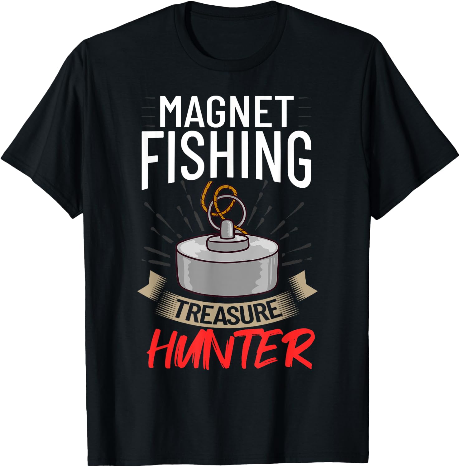 Magnet Fishing Beginner Fisher Usa Fisherman T-Shirt - T-Shirt | Black