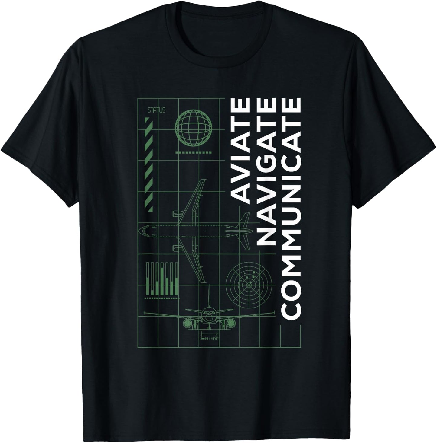 Pilot Aviate Navigate Communicate Aviation T-Shirt - T-Shirt | Black