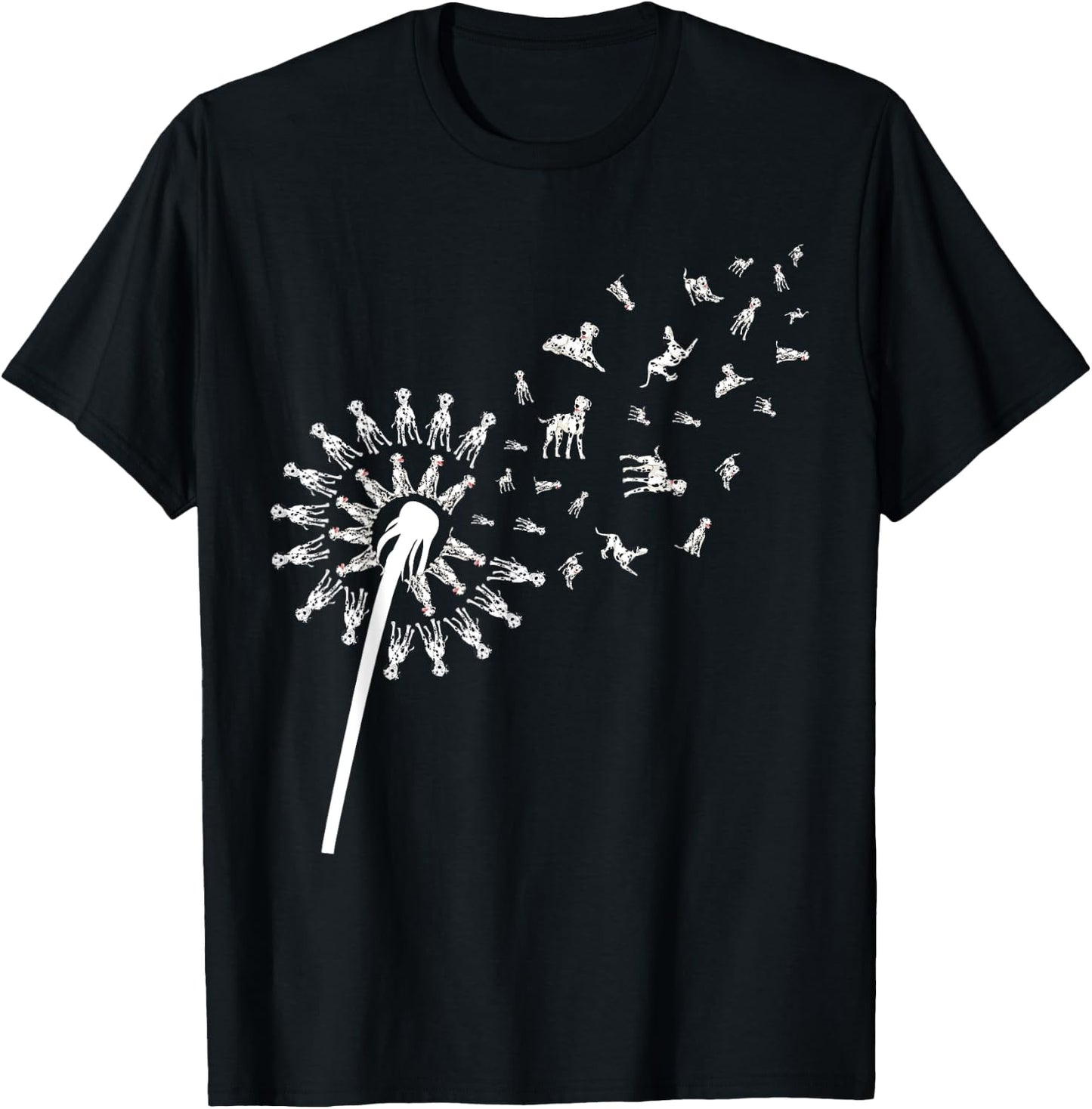 Dandelion Animal Pet Dog Owner Dog Lover Floral Dalmatian Men Women Girls Kids T-Shirt - T-Shirt | Black
