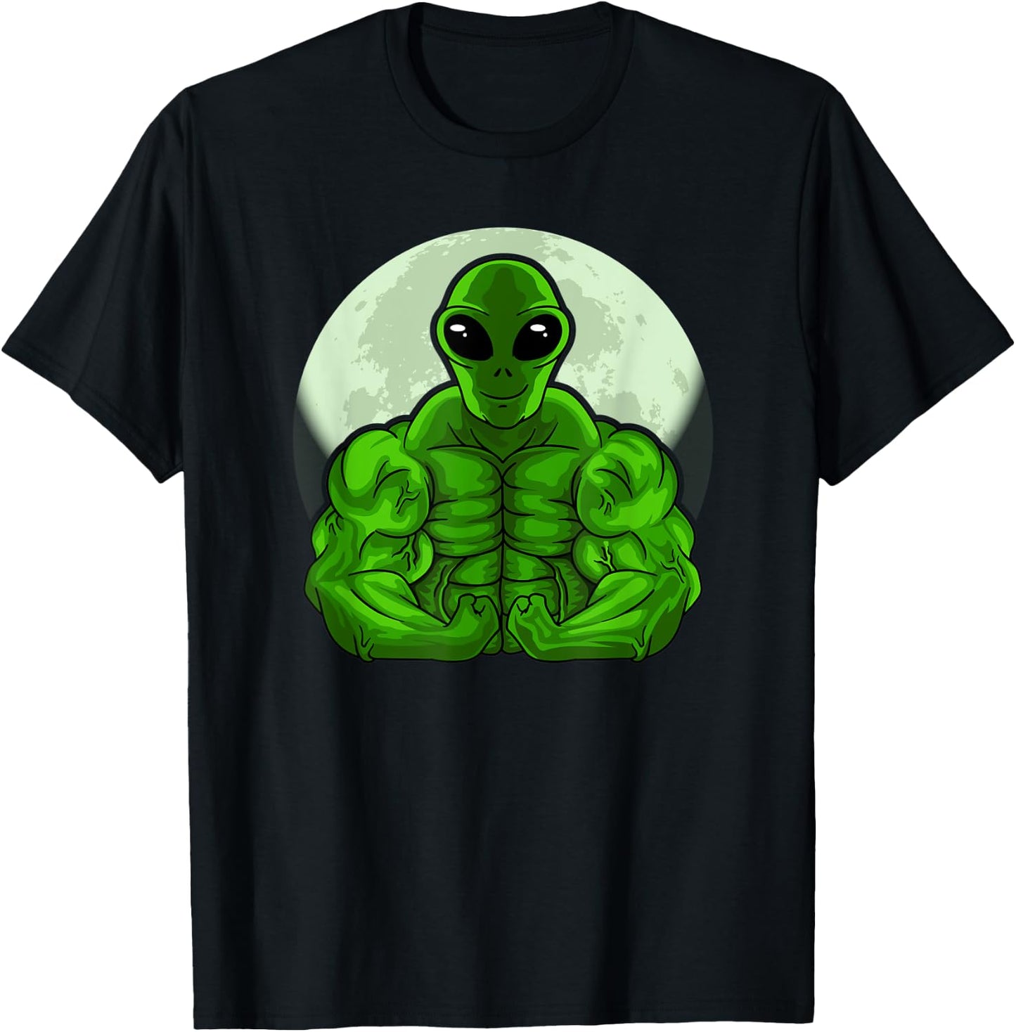 Buff Green Alien Head Conspiracy Theory Extraterrestrial UFO T-Shirt - T-Shirt | Black