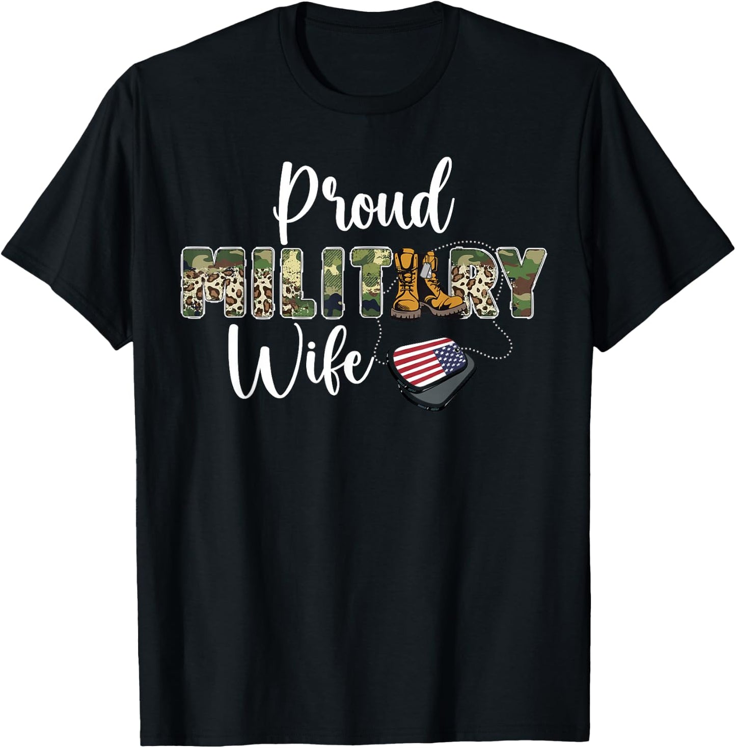 Proud Military Wife of A Soldier Wife T-Shirt - T-Shirt | Black