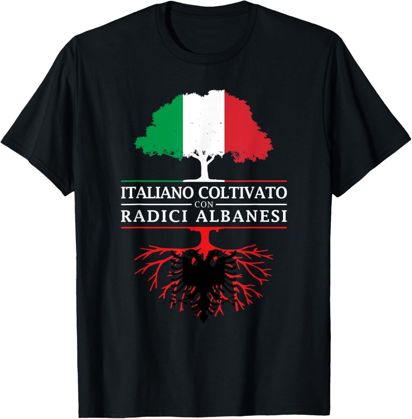 Italy grown at the roots of Albania - Albania T-Shirt - T-Shirt | Black