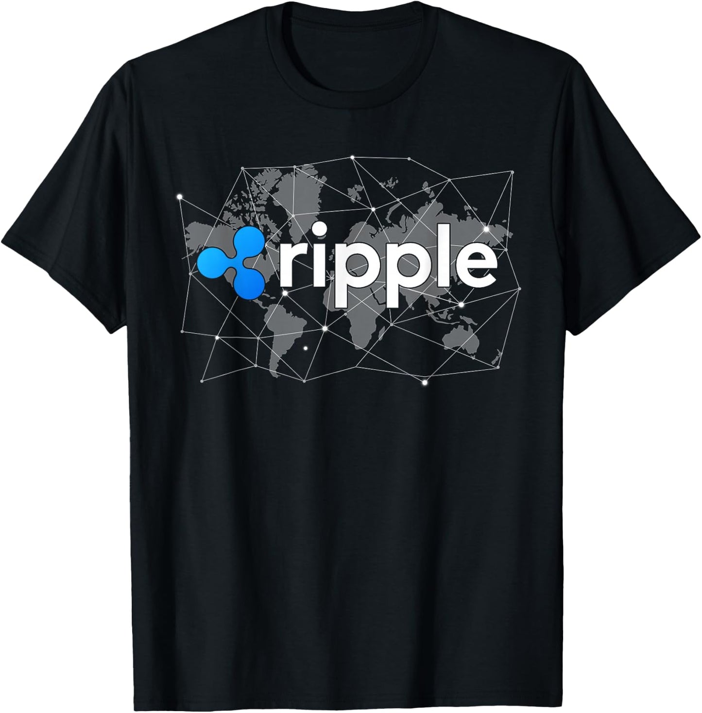 Ripple XRP Logo Crypto Trader World Map Blockchain T-Shirt - T-Shirt | Black