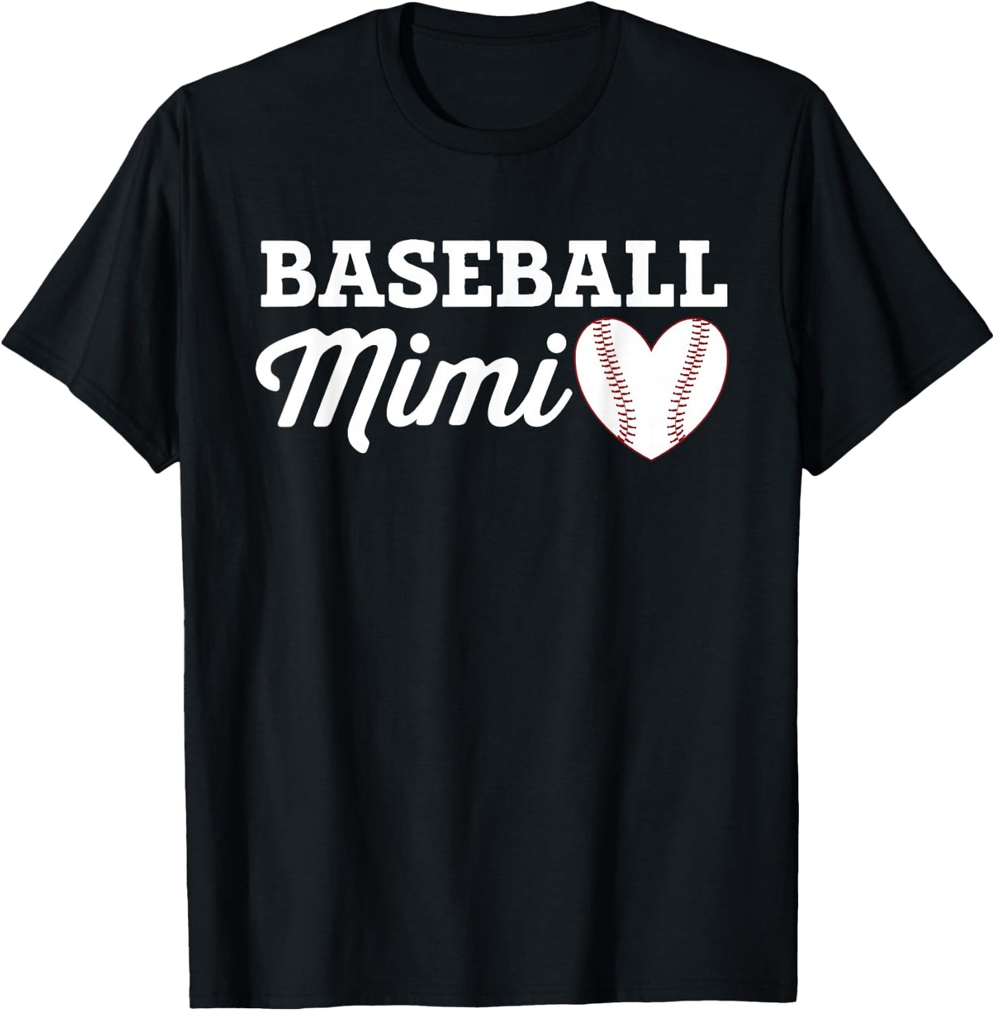 Baseball Mimi Love Heart Baseball Sports T-Shirt - T-Shirt | Black