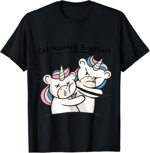 Funny Unicorn Get Yourself Together Sarcastic Graphic T-Shirt - T-Shirt | Black