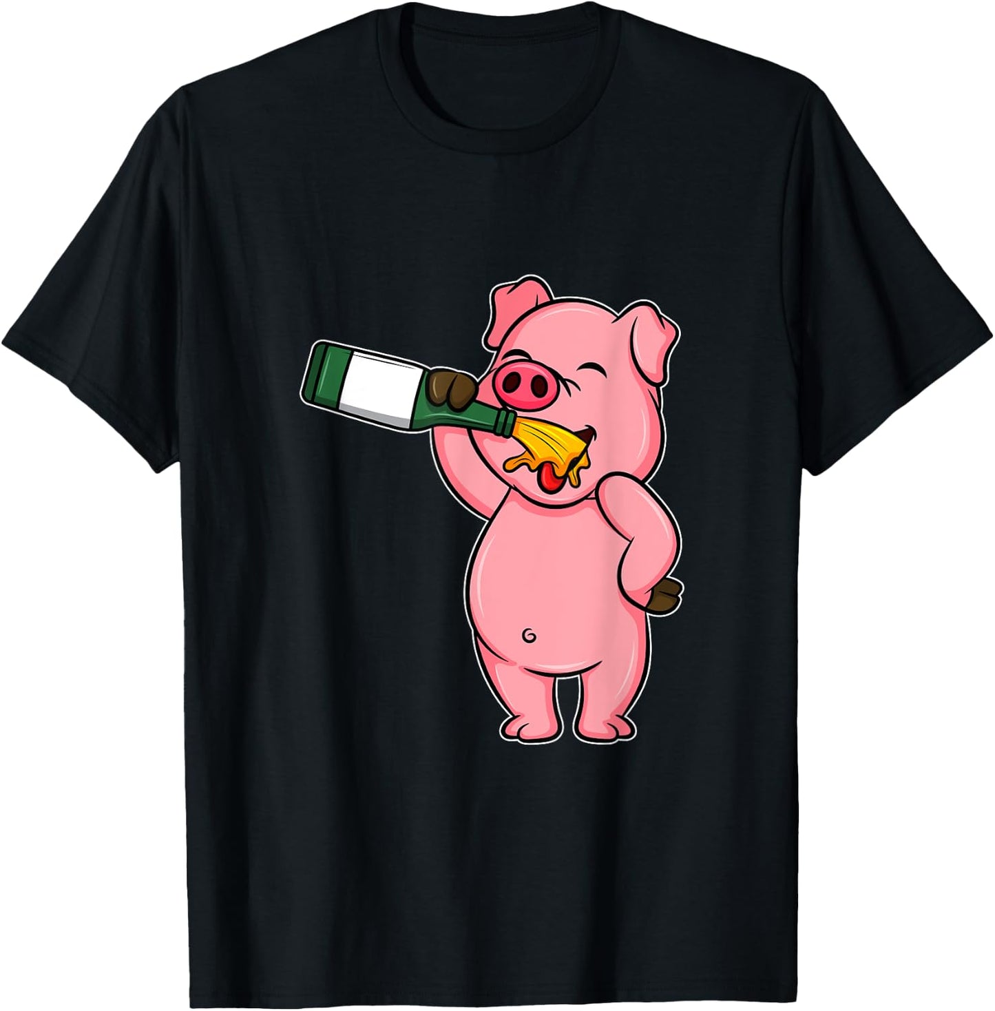 Funny Beer Day Pig Shirt I Alcohol Drink Party Wine T-Shirt - T-Shirt | Black