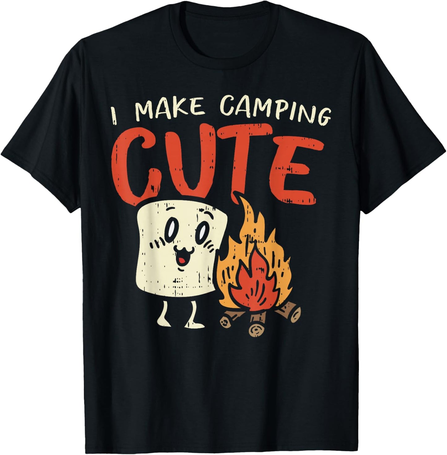 I Make Camping Cute Marshmallow Campfire Camper Kids Gift T-Shirt - T-Shirt | Black