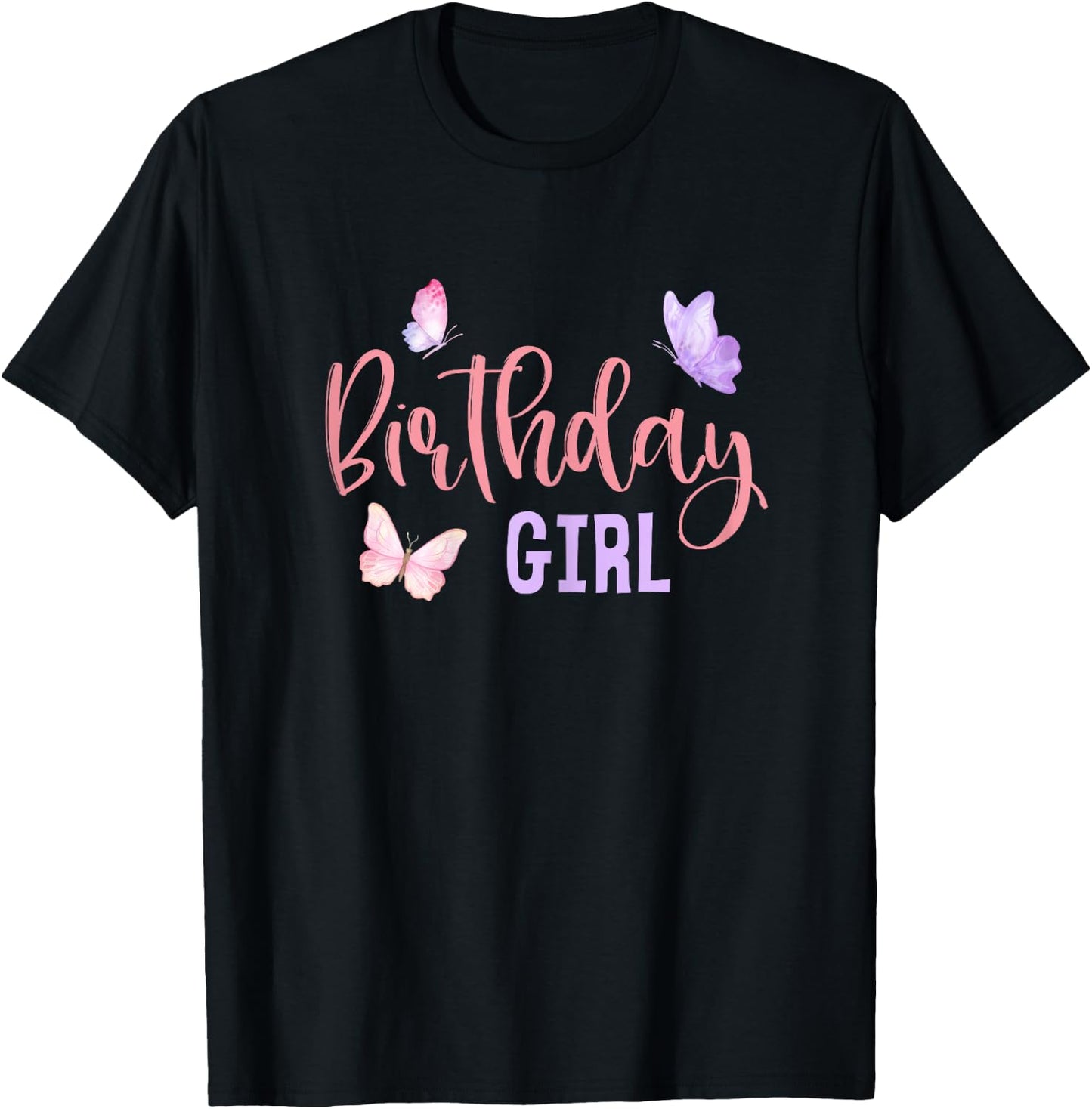Birthday Girl Butterfly Party Child Kid Matching Family T-Shirt - T-Shirt | Black