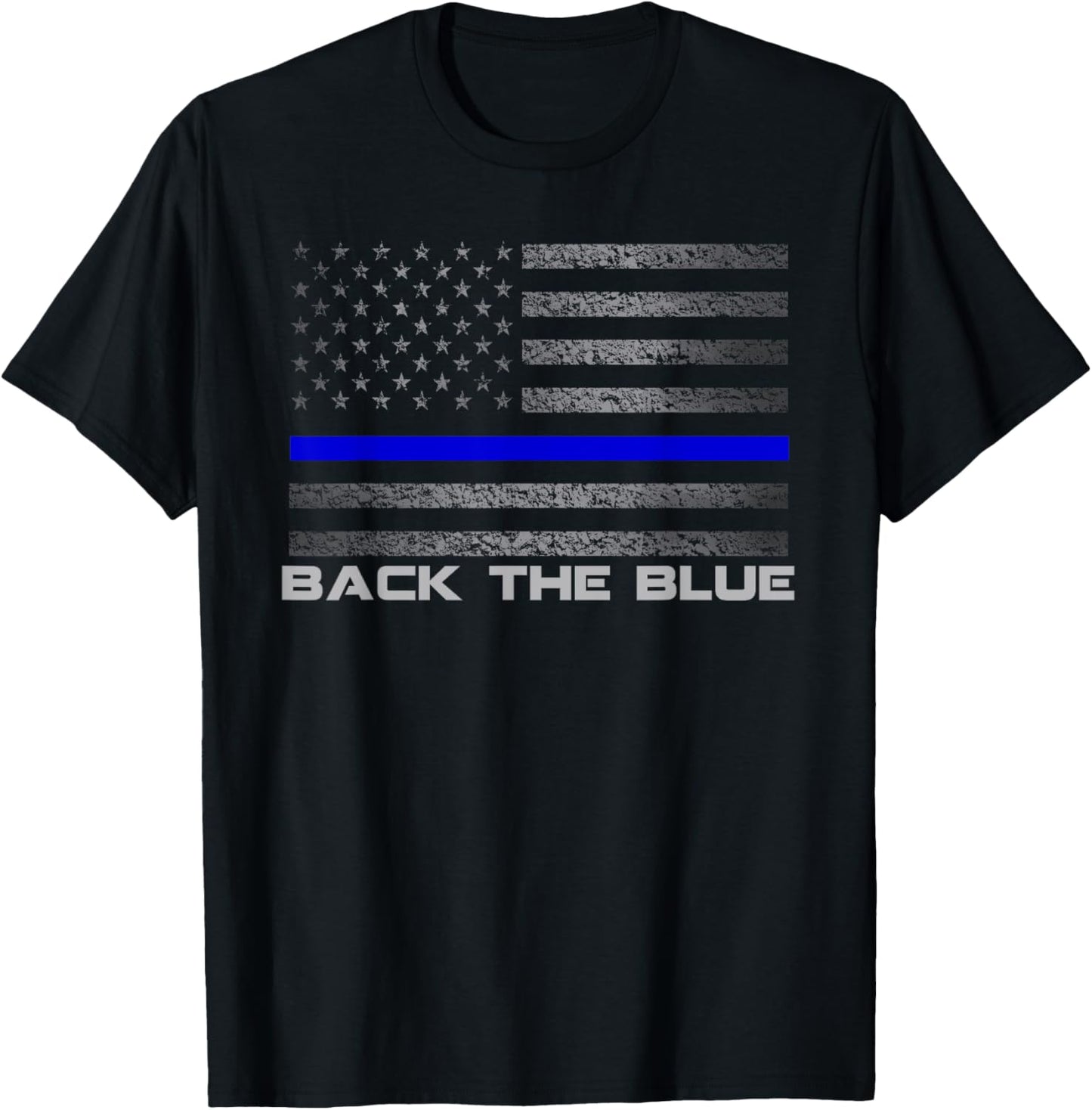 Back The Blue Thin Blue Lines Flag Police Support T-Shirt - T-Shirt | Black