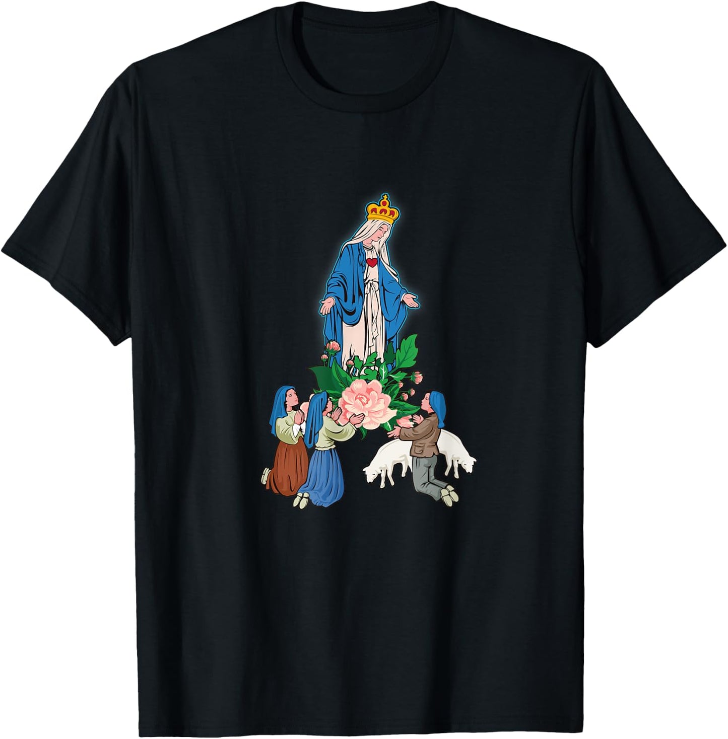Our Lady of Fatima And The Little Shepherds T-Shirt - T-Shirt | Black
