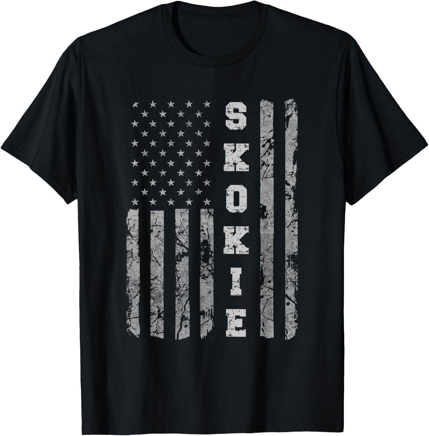 Skokie, Illinois, American flag T-Shirt - T-Shirt | Black