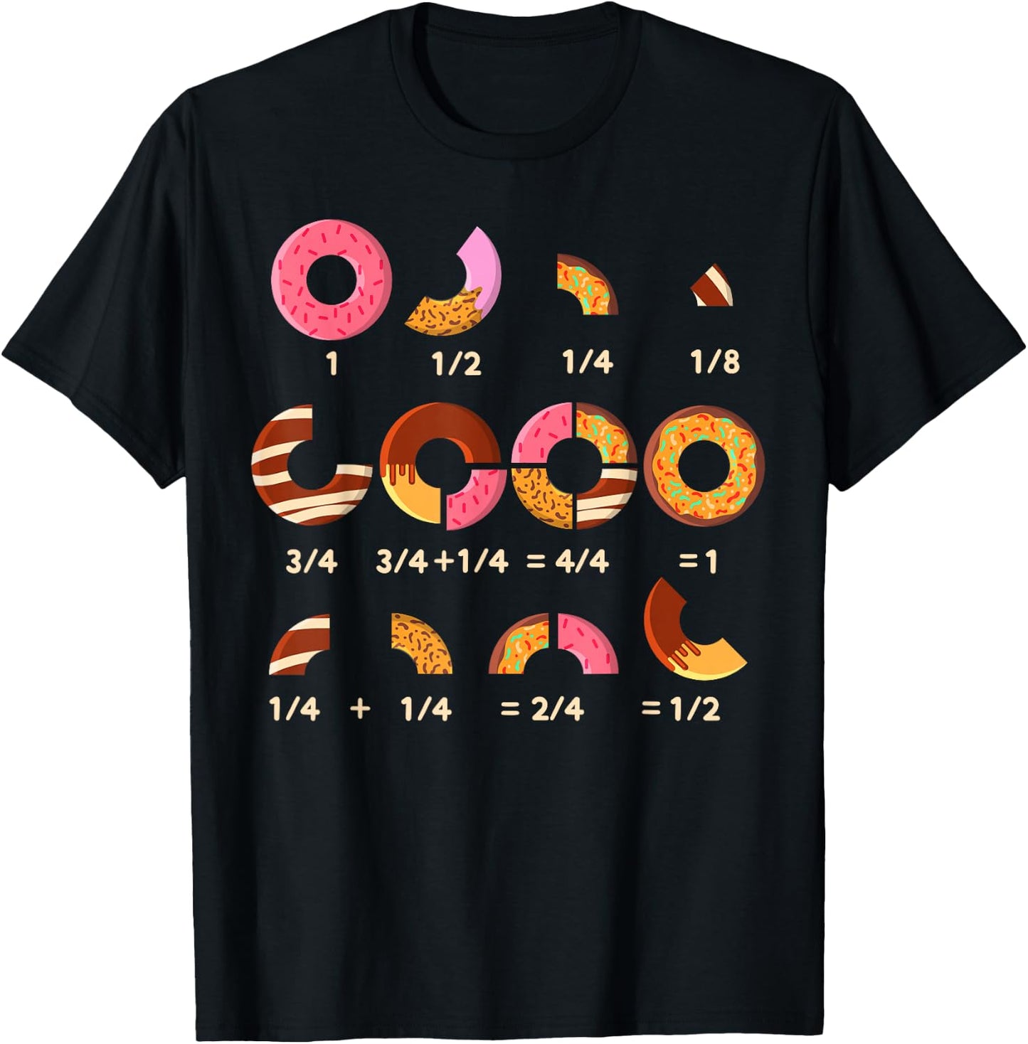 Donut Quick Math Fractions Donuts Math Teachers T-Shirt - T-Shirt | Black