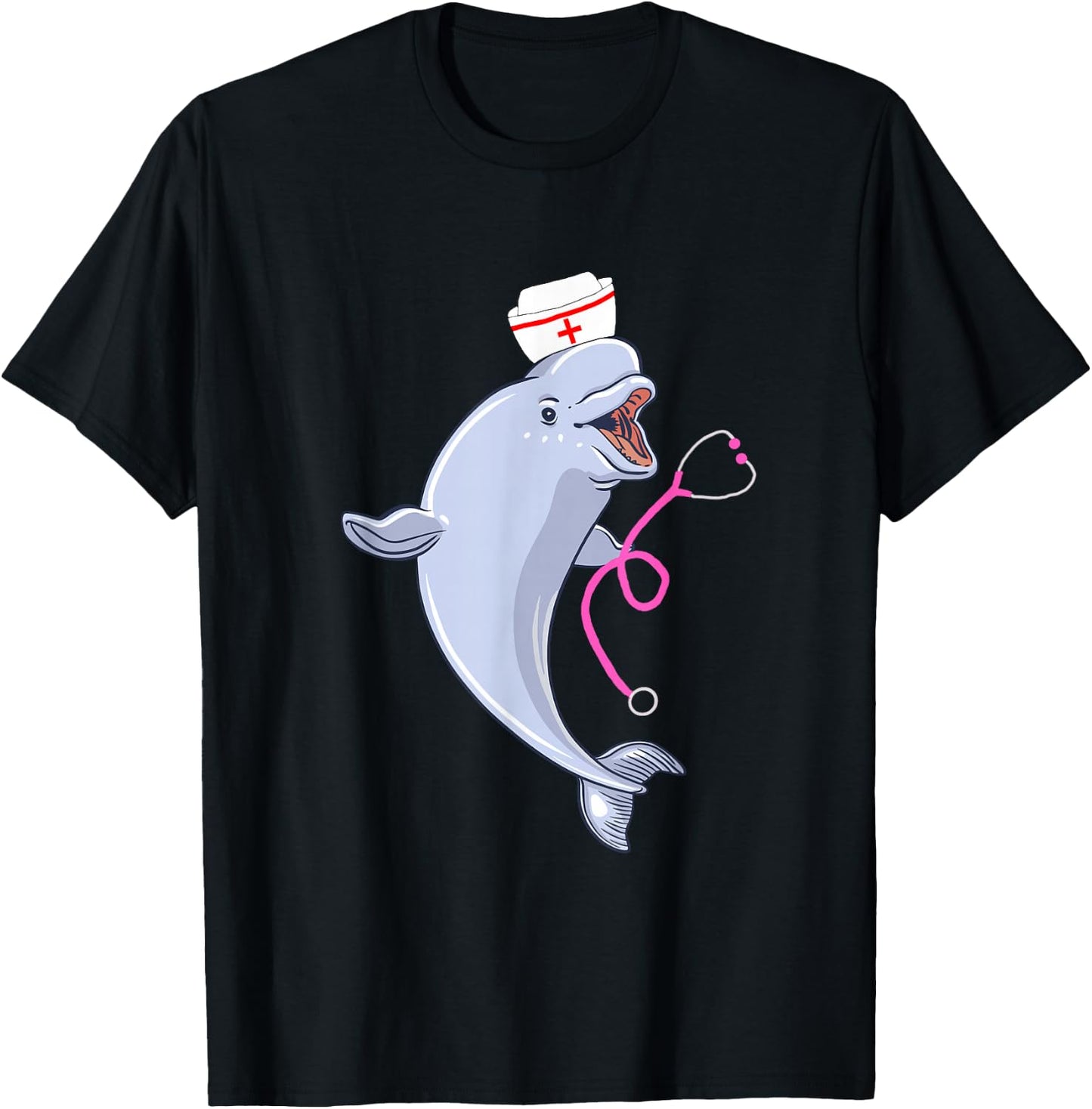Beluga Whale Medical Nurse Medic RN White Arctic Whale T-Shirt - T-Shirt | Black