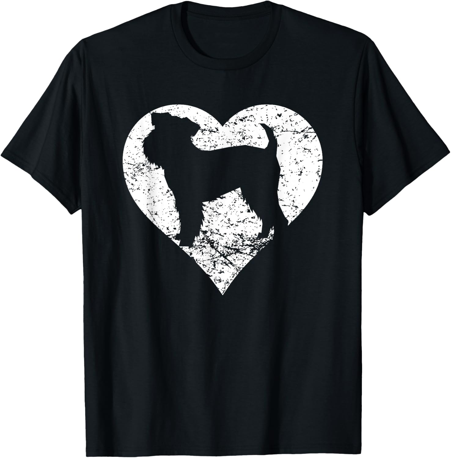 Distressed Brussels Griffon Heart Dog Owner Graphic Men Women Kids T-Shirt - T-Shirt | Black