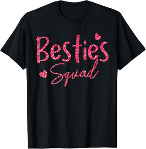 Bestie Squad Best Friends for Friend Crew Hearts T-Shirt - T-Shirt | Black