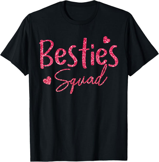 Bestie Squad Best Friends for Friend Crew Hearts T-Shirt - T-Shirt | Black