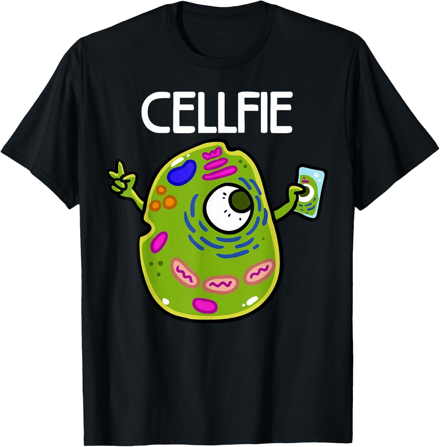 Cell Fie Funny Cellfie Selfie Biology Science Teacher T-Shirt - T-Shirt | Black