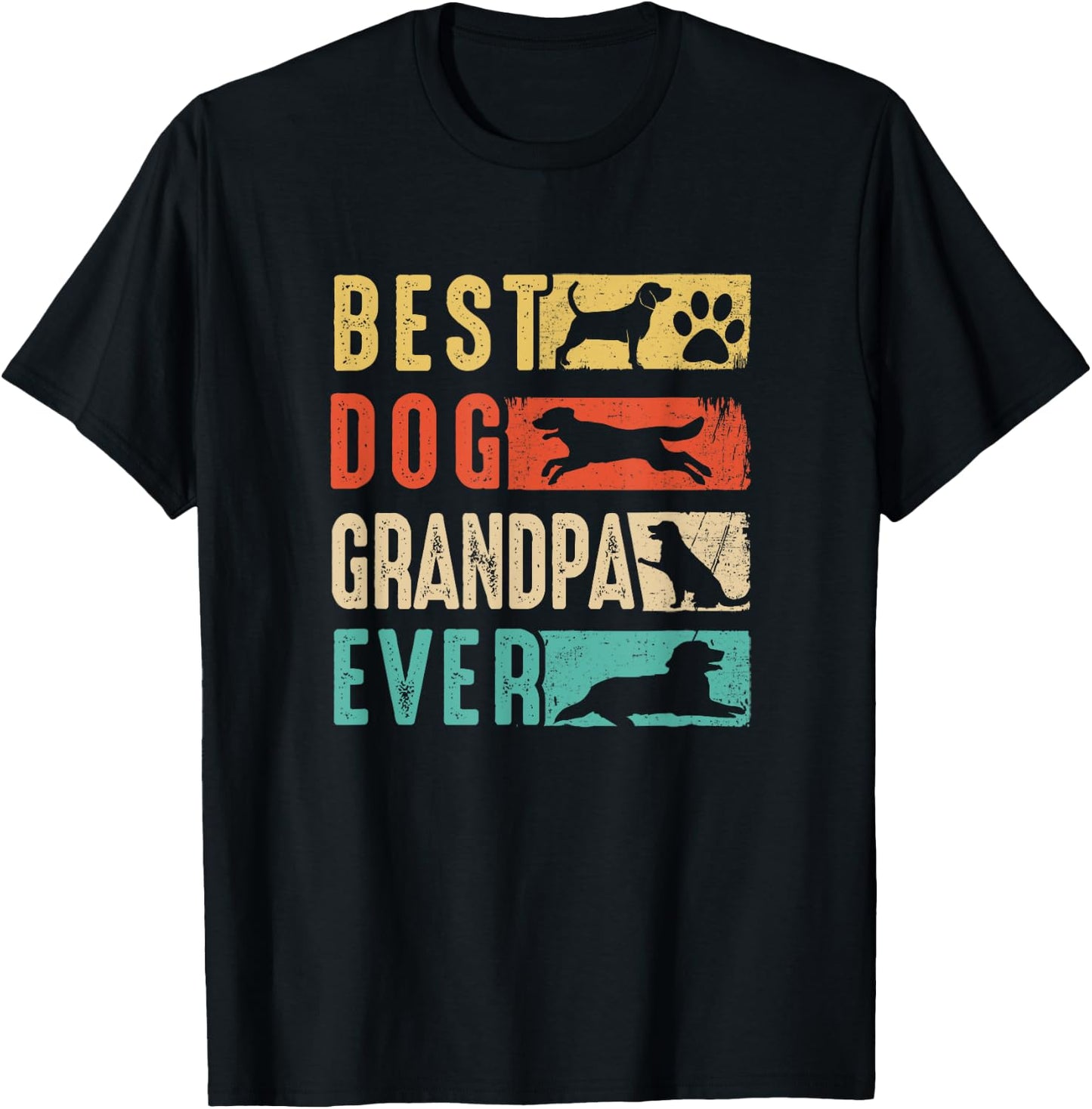 Vintage Best Dog Grandpa Ever Retro Mothers Day Dog Lovers T-Shirt - T-Shirt | Black