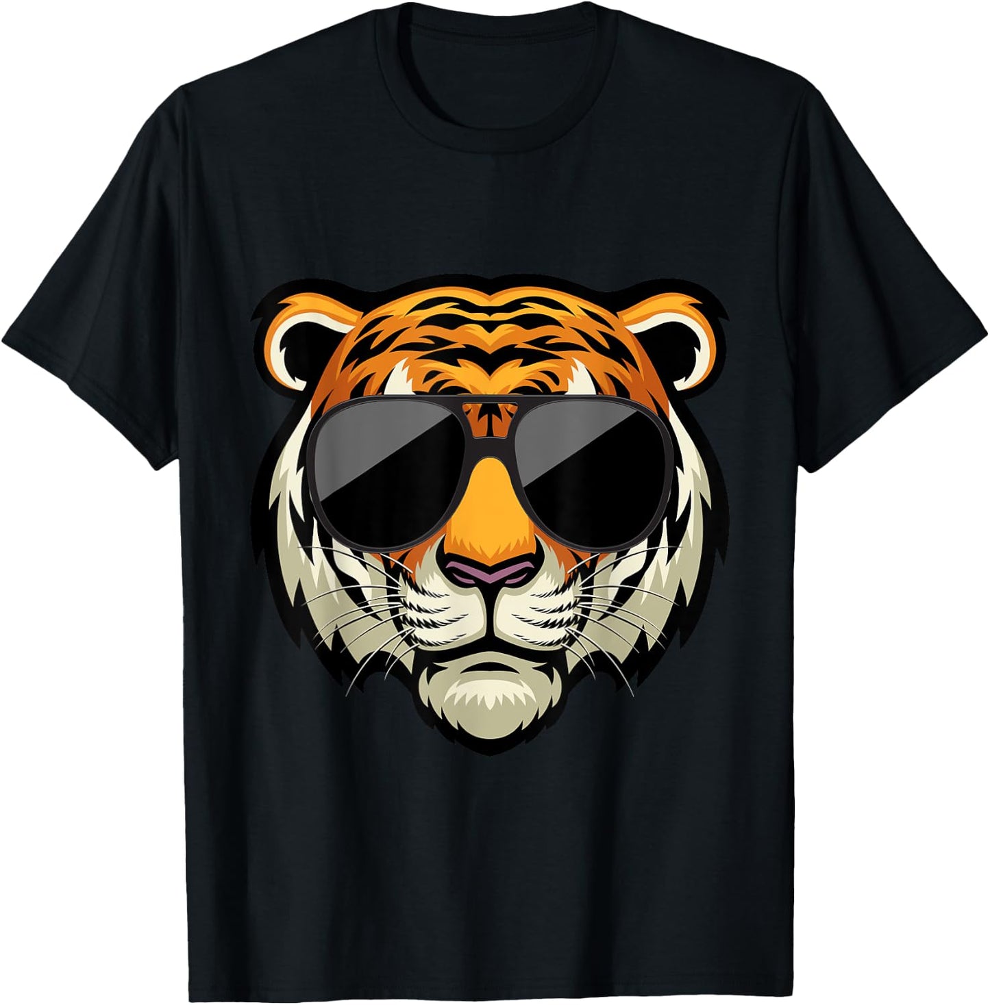 Cool Tiger Striped Animal Design Theme Party For Boys Girls T-Shirt - T-Shirt | Black