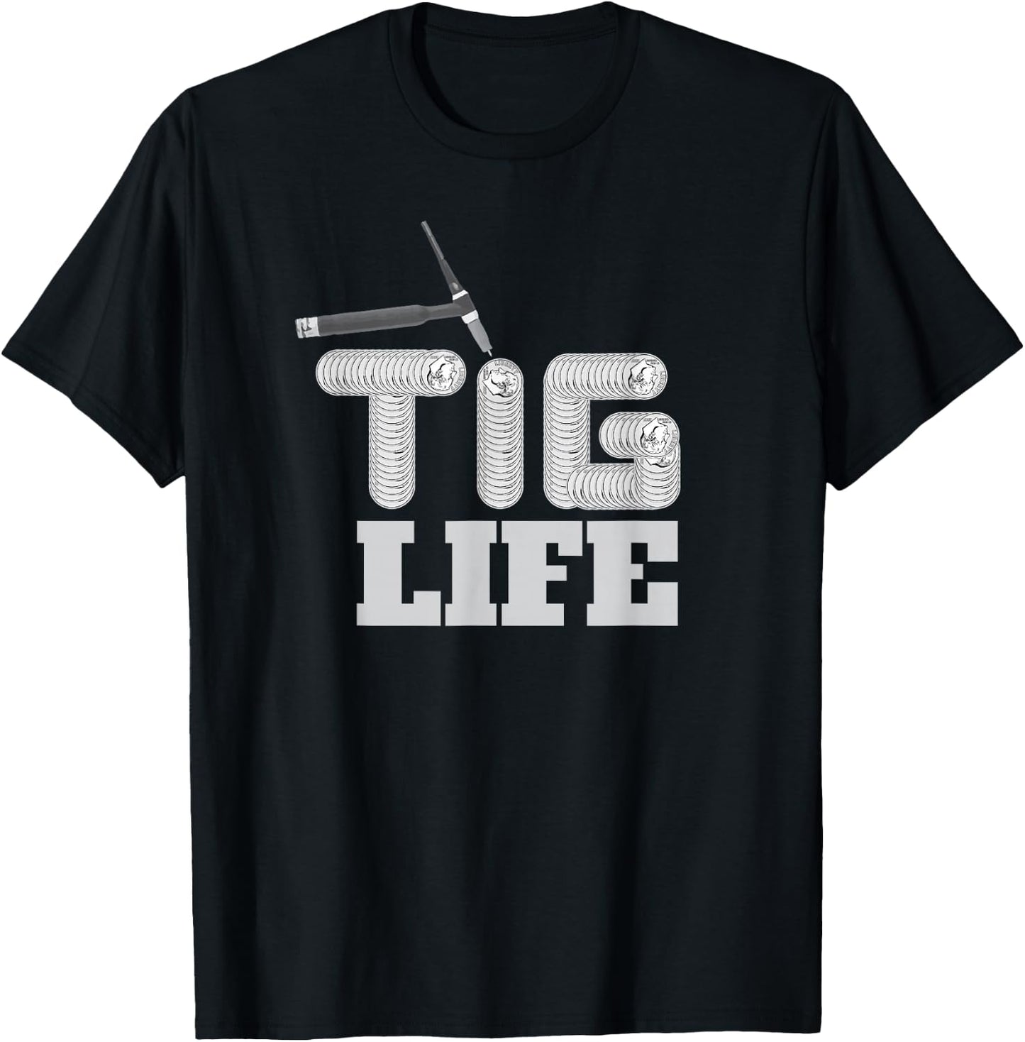 TIG Life Stacking Dimes Welder Blue Collar T-Shirt - T-Shirt | Black