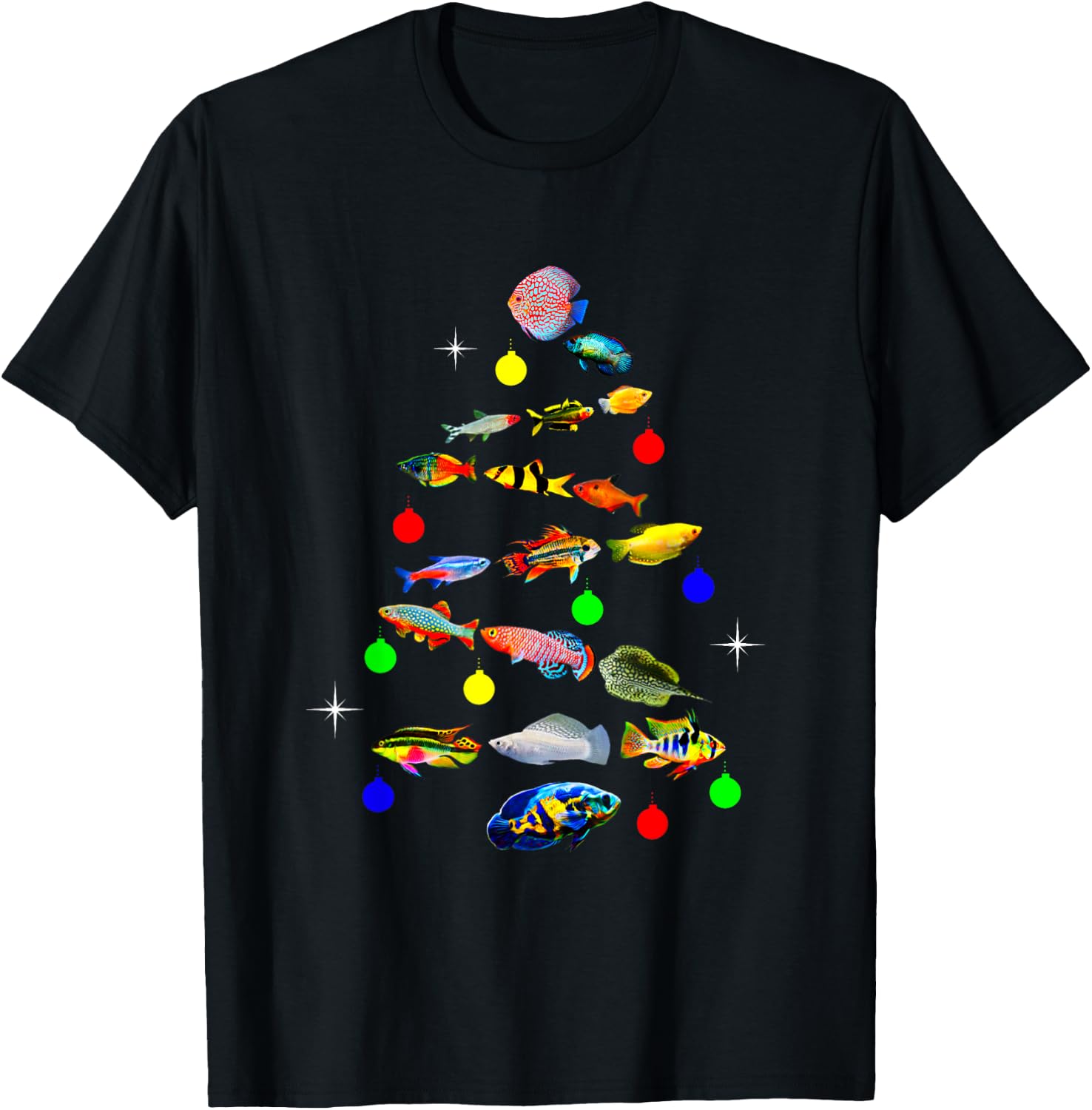 Aquarium Fish Christmas Tree Cichlid Gouramis Discus Tetras T-Shirt - T-Shirt | Black