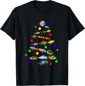 Aquarium Fish Christmas Tree Cichlid Gouramis Discus Tetras T-Shirt - T-Shirt | Black