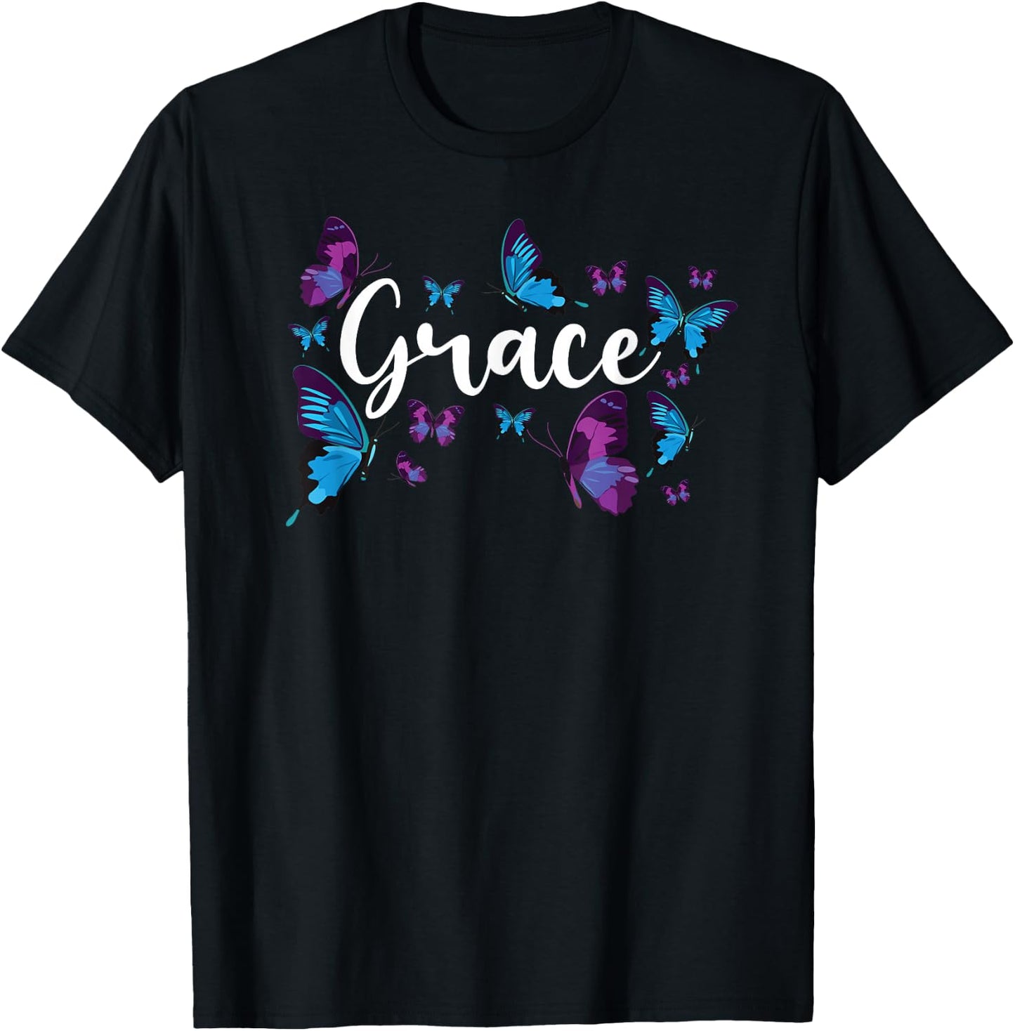 Christian Bible Verse Quote Butterfly Grace T-Shirt - T-Shirt | Black
