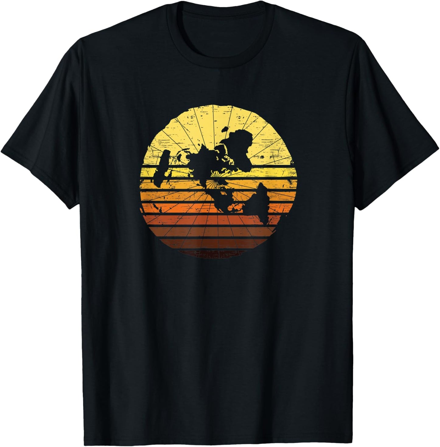 Flat Earth Conspiracy Theory Retro Earth Day Ice Wall Plane T-Shirt - T-Shirt | Black