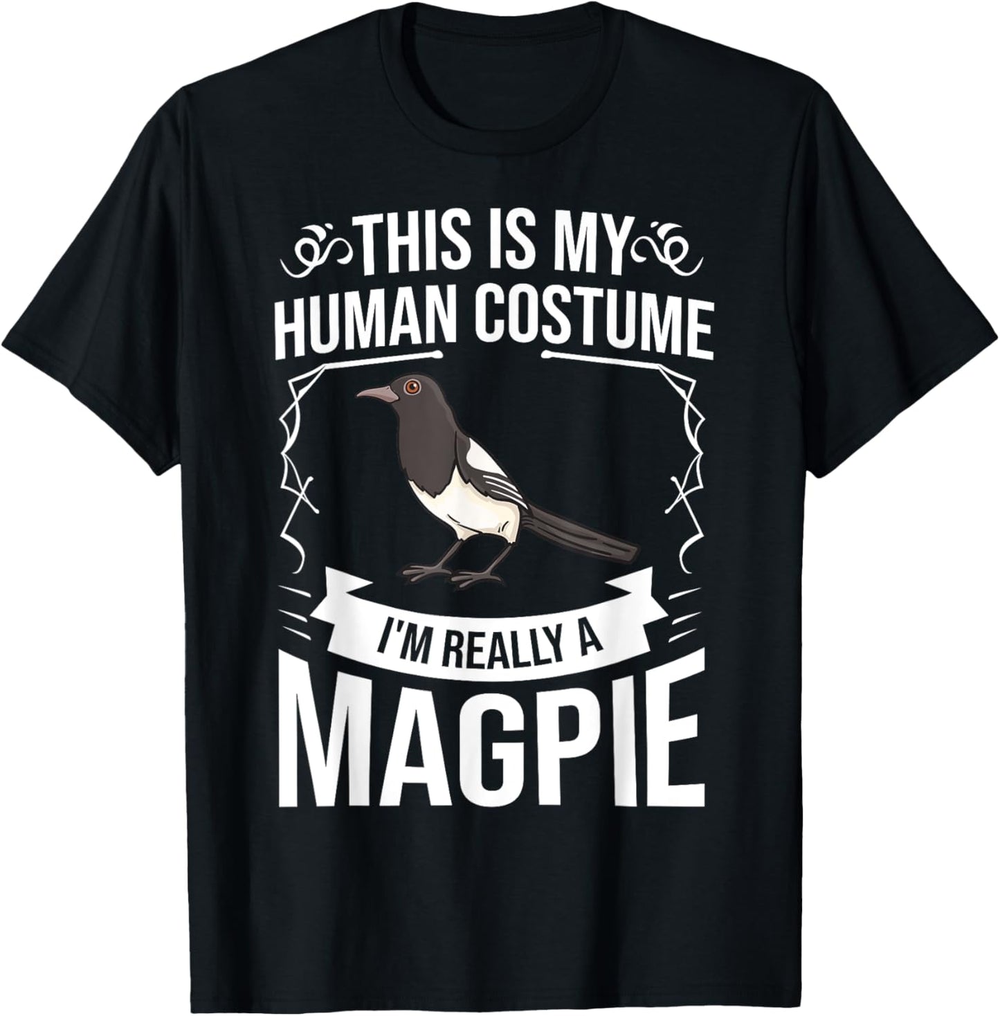 Magpie Bird Feathers Animal T-Shirt - T-Shirt | Black