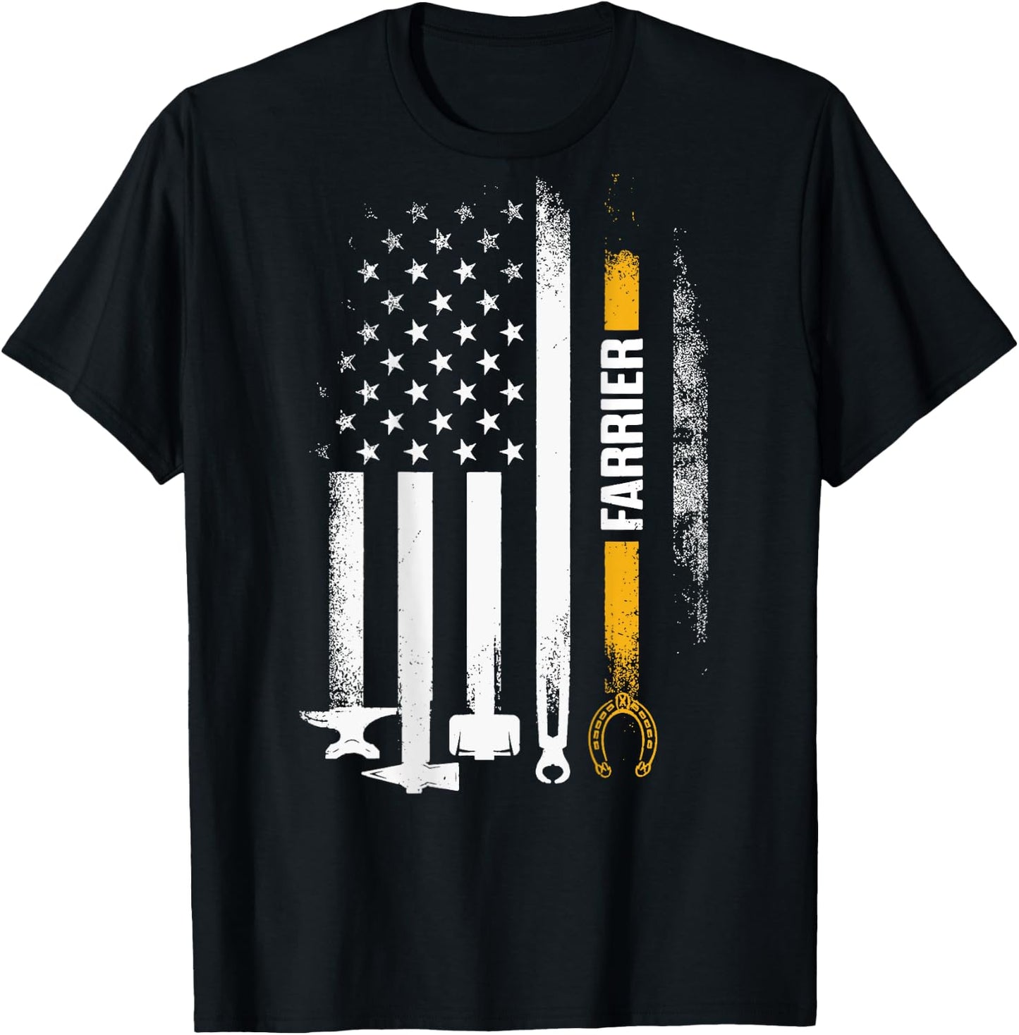 America Flag Farrier T-Shirt - T-Shirt | Black