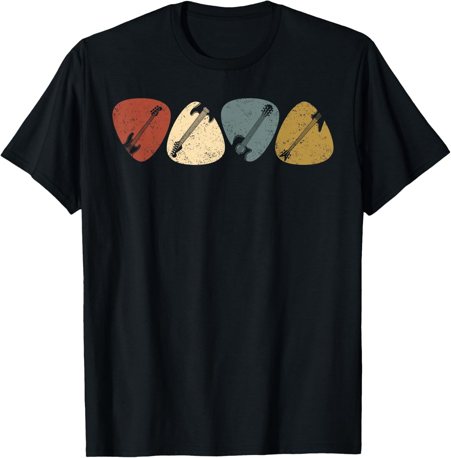 Vintage Guitar Pick Retro Guitarists, Bassist Gifts T-Shirt - T-Shirt | Black