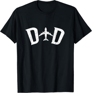Pilot Dad Airplane Couple Family Father Matching T-Shirt - T-Shirt | Black