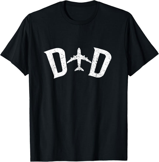 Pilot Dad Airplane Couple Family Father Matching T-Shirt - T-Shirt | Black