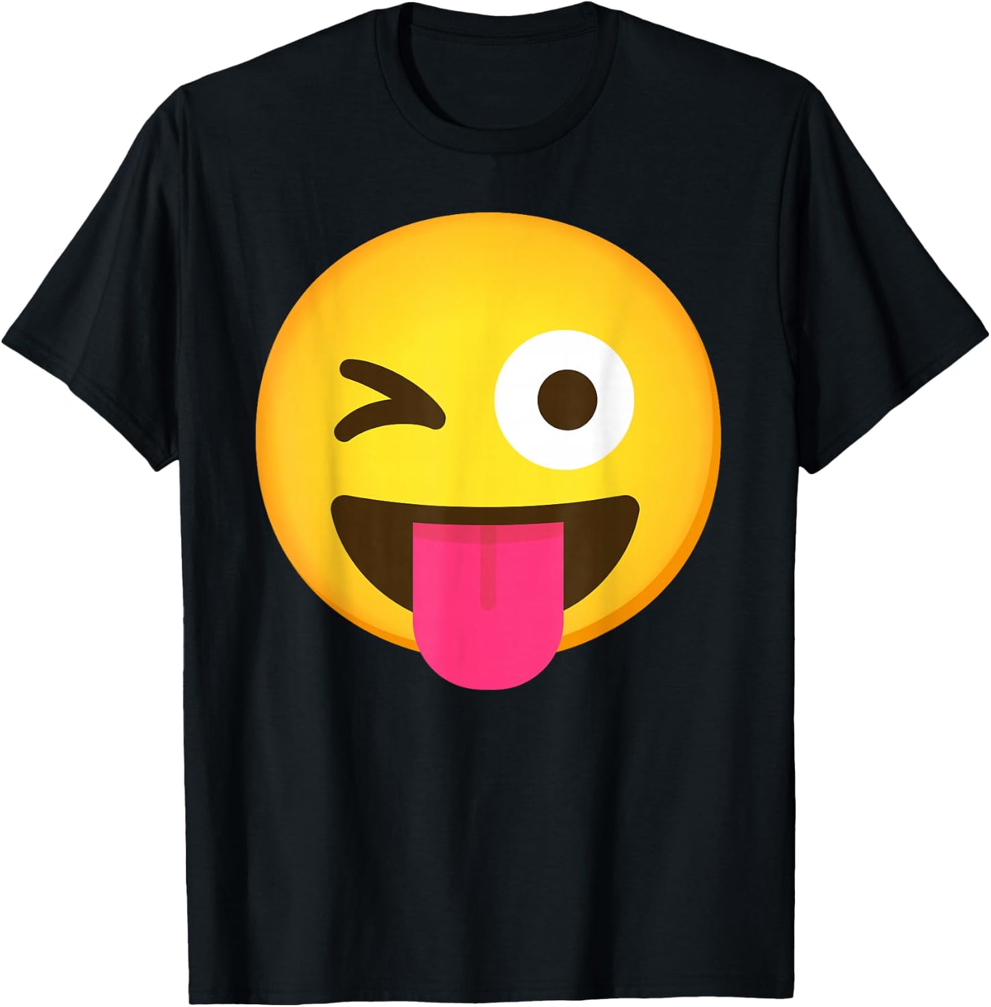 Emoticon Winking Face with Stuck-Out Tongue and Winking Eye T-Shirt - T-Shirt | Black