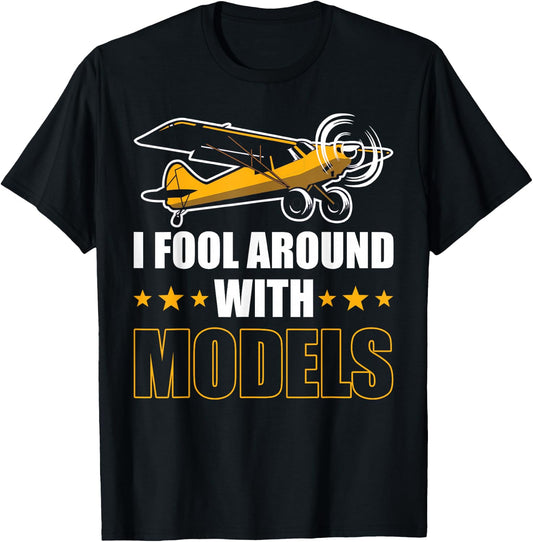 RC Airplane Modeling Plane Pilot - I Fool Around With Models T-Shirt - T-Shirt | Black