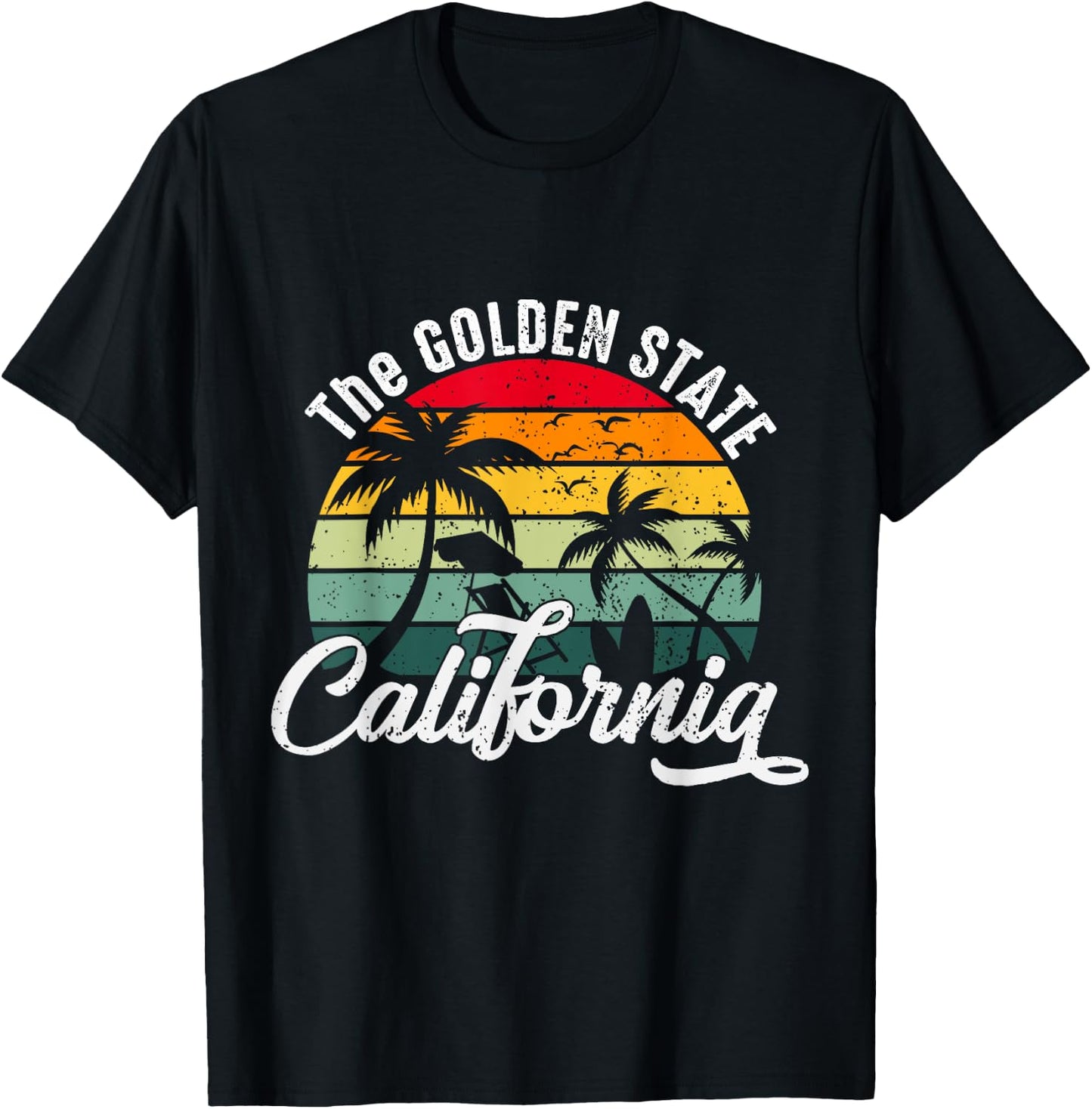 Summer The Golden State California Retro Vintage Men Women Kids T-Shirt - T-Shirt | Black