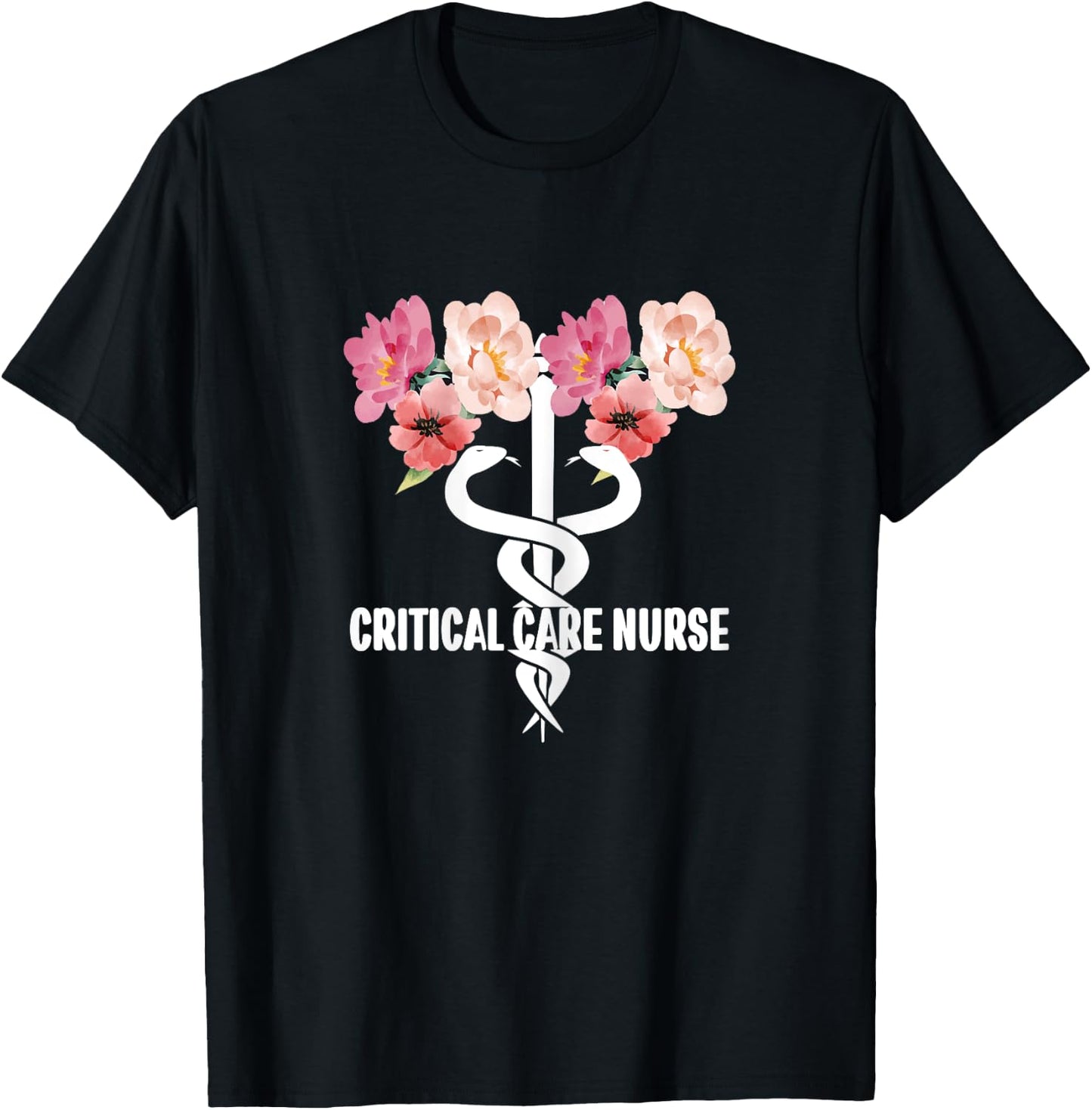 Critical Care Nurse Caduceus ICU RN Critical Care Nursing T-Shirt - T-Shirt | Black