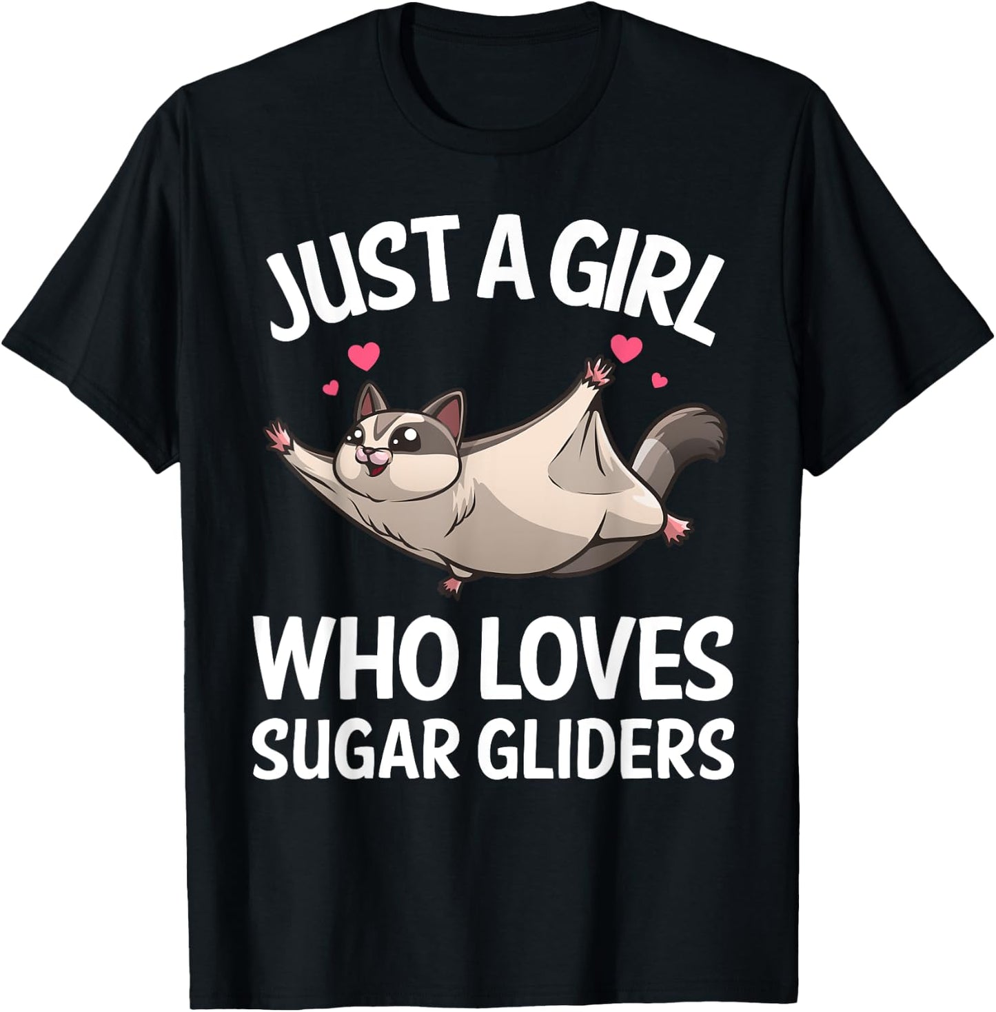 Funny Sugar Glider Design For Girls Women Gliding Animal T-Shirt - T-Shirt | Black