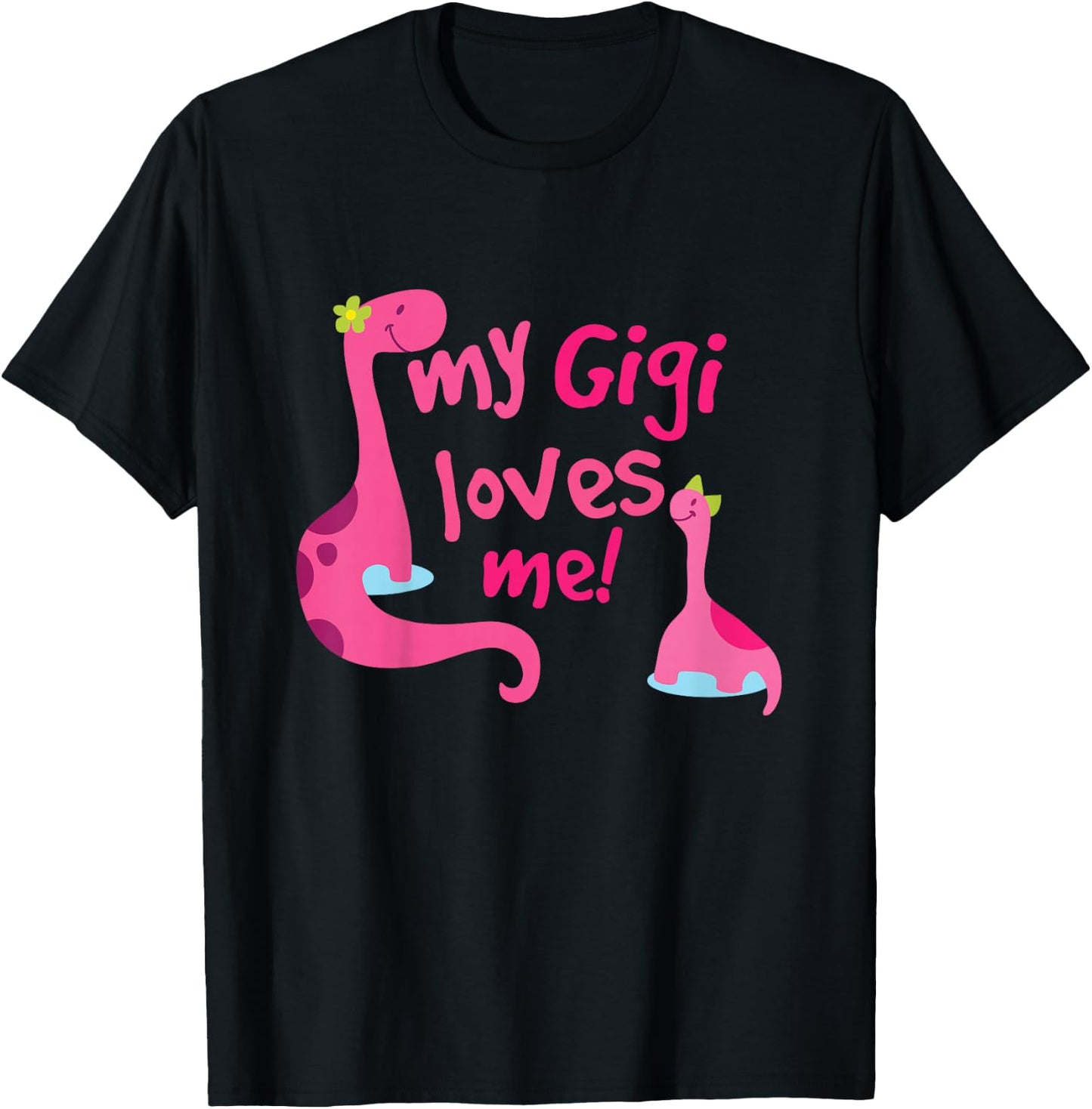Kids My Gigi Loves Me Cute Granddaughter Dinosaur T-Shirt - T-Shirt | Black