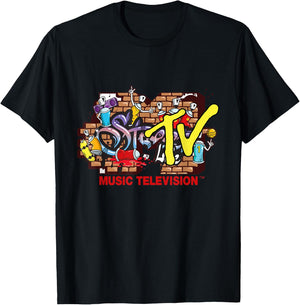 Mademark x MTV - The official MTV Logo in streetwear style with graffiti wall T-Shirt - T-Shirt | Black