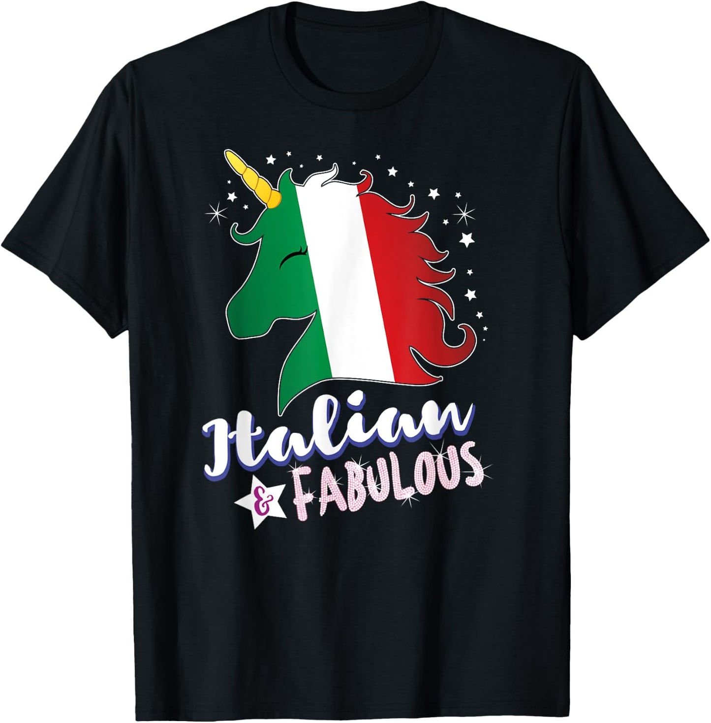 Italy Flag Italian Unicorn T-Shirt - T-Shirt | Black