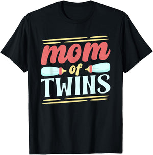 Mother of Twins Humour Twin Twins Boys Mum T-Shirt - T-Shirt | Black