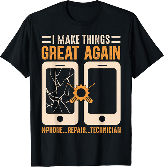 Mobile Phone Repair Shirt Funny Smartphone Electrician T-Shirt - T-Shirt | Black