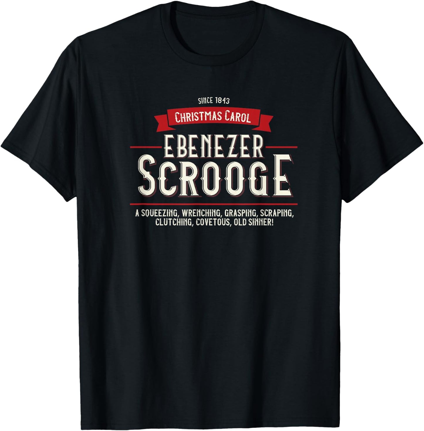 Christmas Carol, Ebenezer Scrooge, Holiday Design, Tradition T-Shirt - T-Shirt | Black