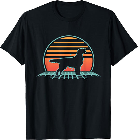 Flat-Coated Retriever Flat-Coat Dog 80's Retro Vintage T-Shirt - T-Shirt | Black