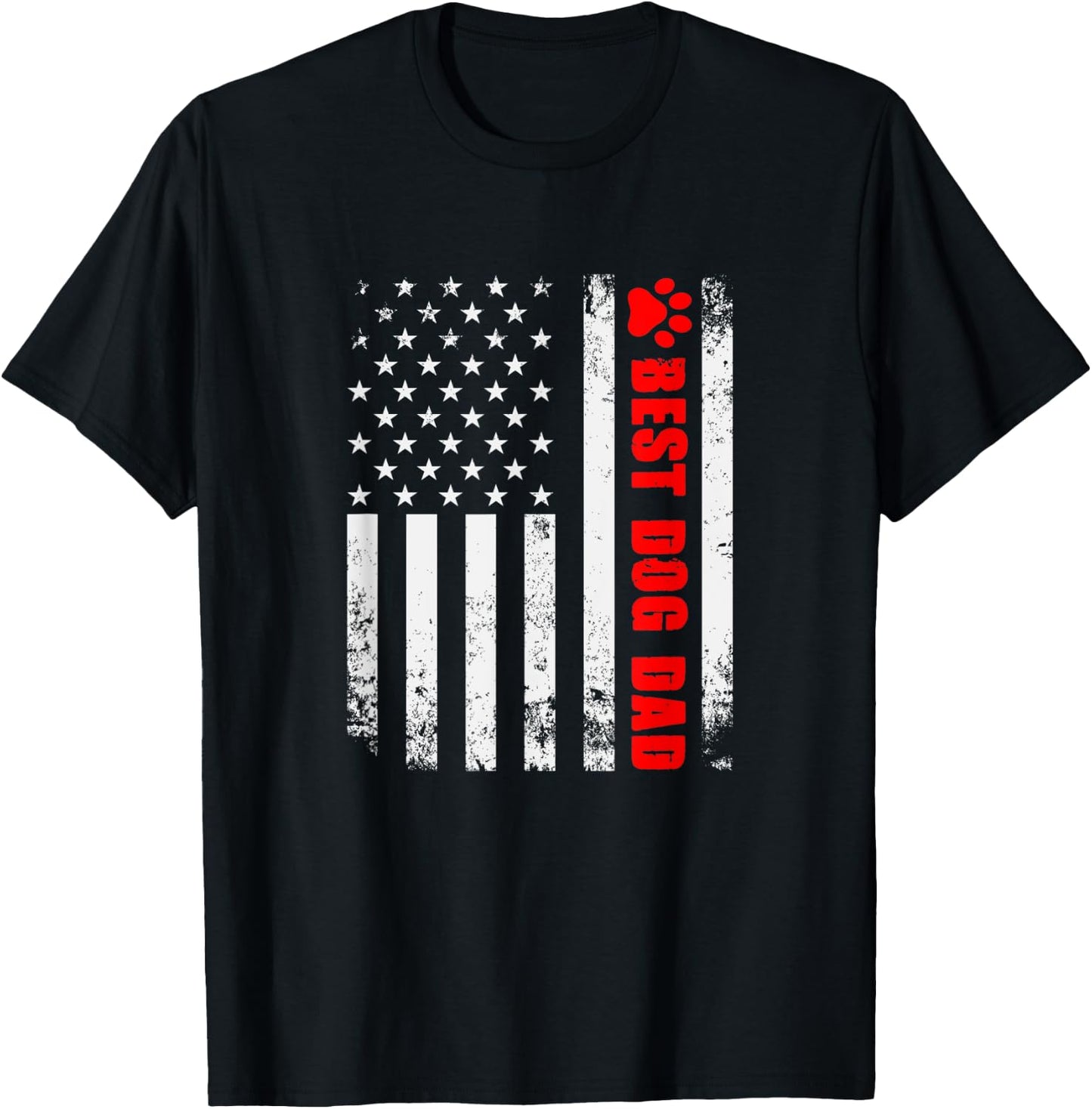 Dogs And Dog Dad American Flag USA Friends Father Men T-Shirt - T-Shirt | Black