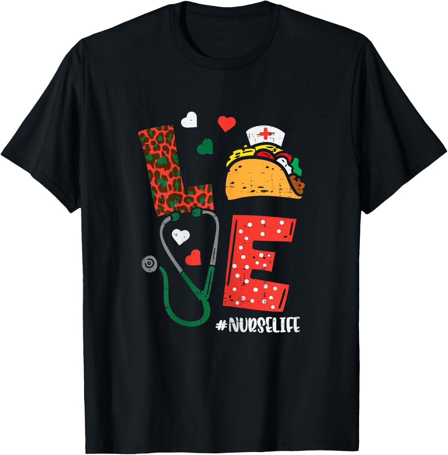 Love Nurselife Taco Cinco De Mayo Nurse Women Scrub Top T-Shirt - T-Shirt | Black