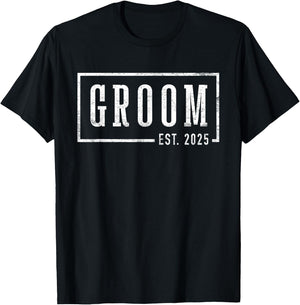 Groom Est 2025 Future Husband Engaged Gifts Him Engagement T-Shirt - T-Shirt | Black