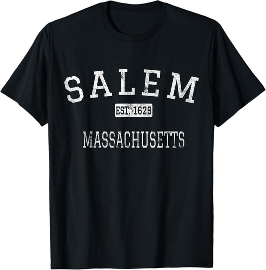 Salem Massachusetts MA Vintage T-Shirt - T-Shirt | Black